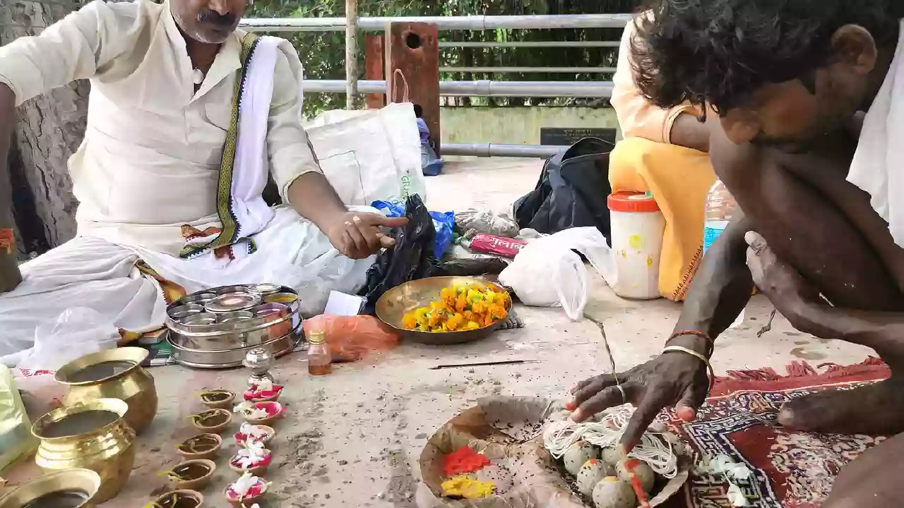 Photo of a person performing pind daan-Why Honor Ancestors